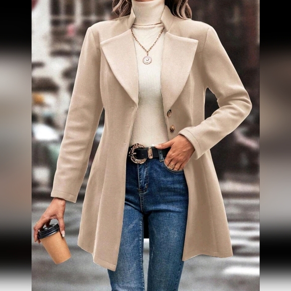 Casual Solid Color Stand Collar Knitted Coat For Autumn And Winter